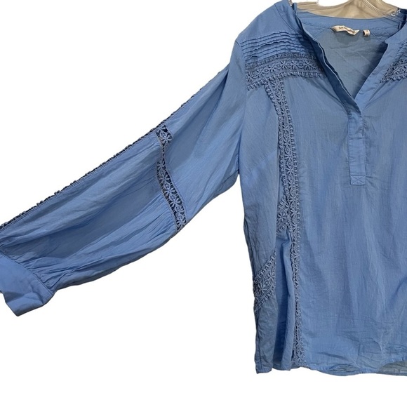 Soft Surroundings 1X Periwinkle Trianon Flowy Peasant Blouse Y6 - Picture 6 of 8